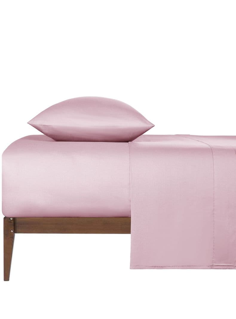 Sabanas King 200H Algodon Unicolor Rosado Pastel