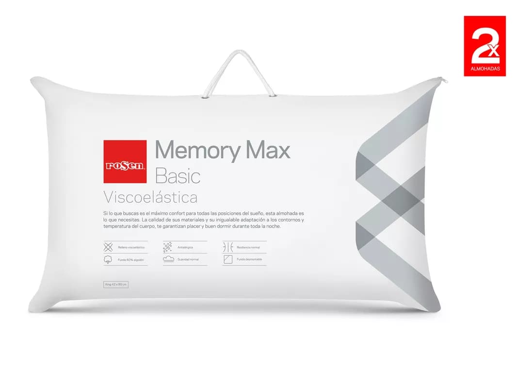 Pack 2 Almohadas King Viscoelastica Memory Max 42x80 cm