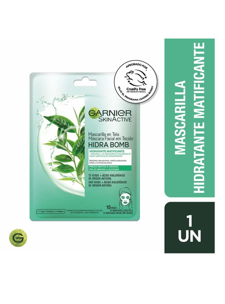 Mascarilla Garnier Skin Active Facial Tela Green Tea