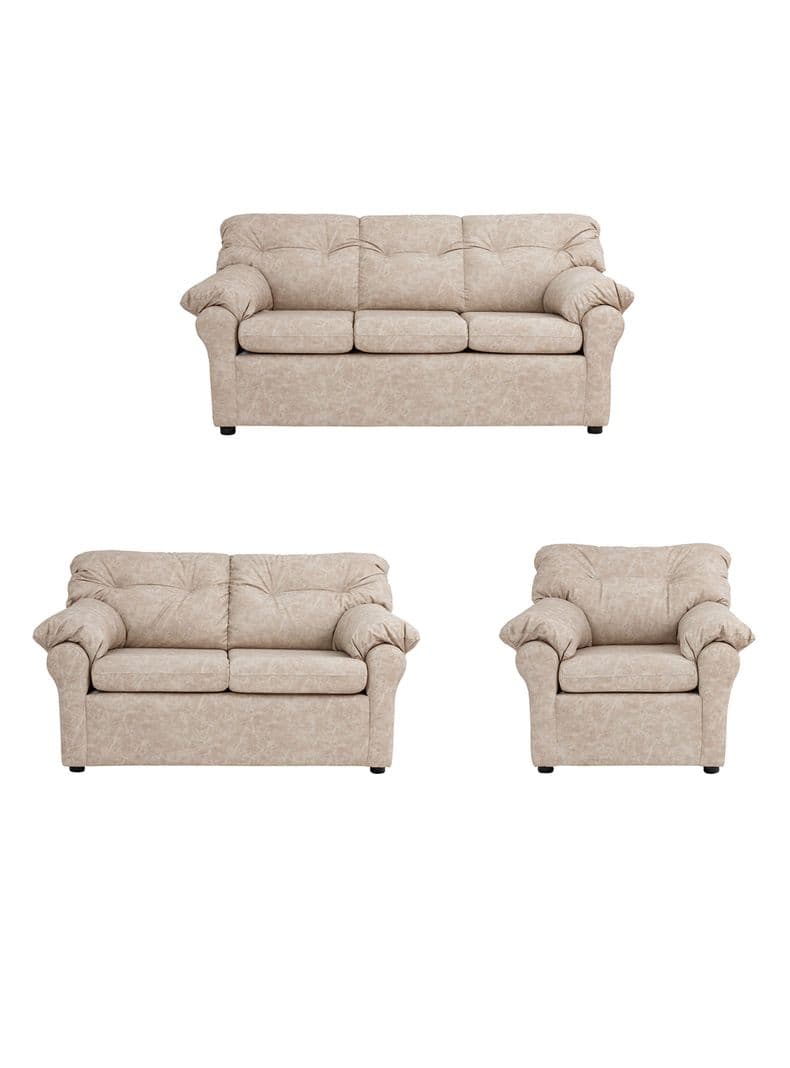 Juego Living 321 Cuero Auris Beige