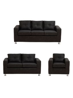 Juego Living George 321 Cuero Auris Negro