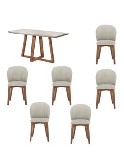 Juego Comedor Bennet + 6 Sillas Alba Natural