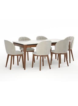 Juego de Comedor Addar 1.8 + 6 Sillas Albany Soft Palha Natural