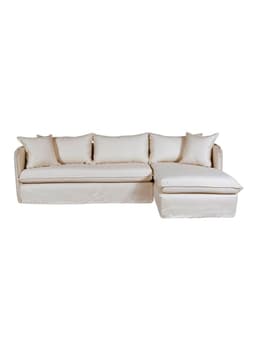 Seccional Amalfi Derecho Lino Algodon 4 Cuerpos Beige Claro