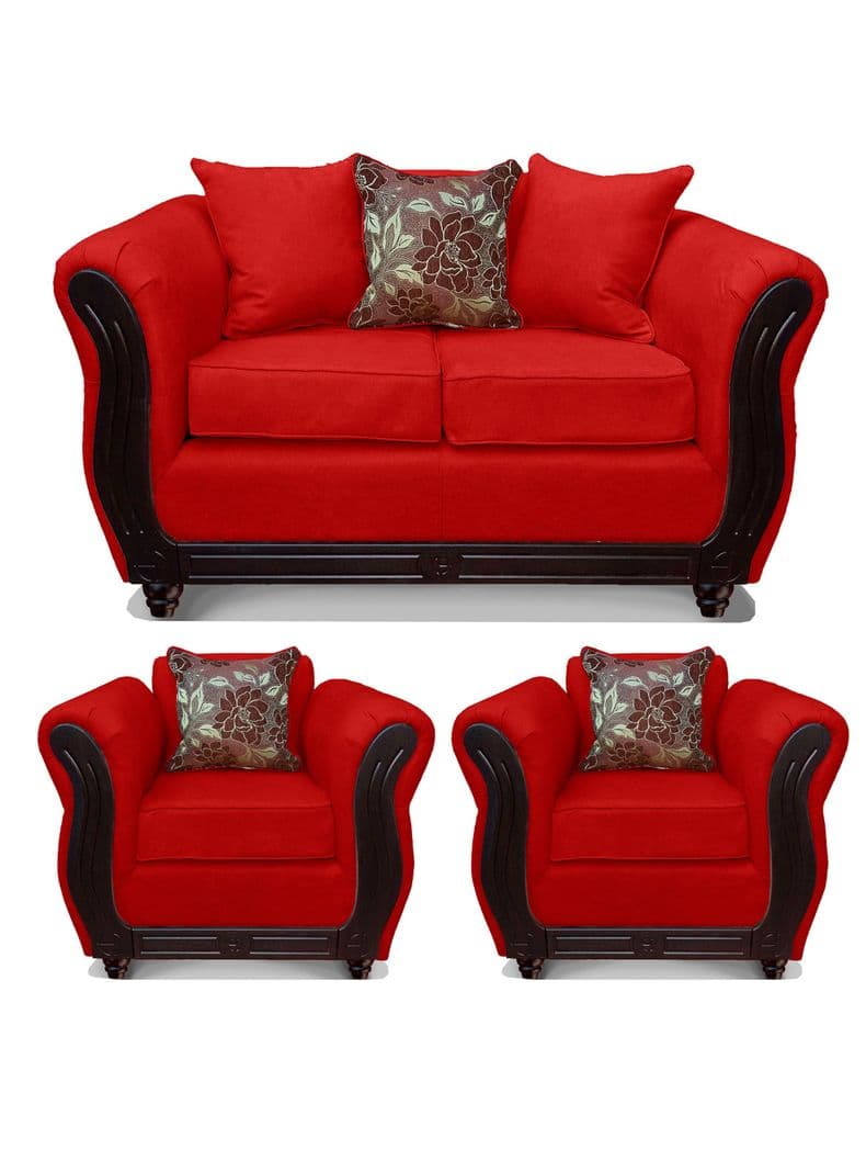 Juego Living Girona Sofa + 2 Sillones Rojo