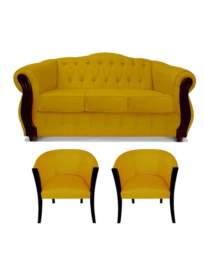 Juego Living Orlando 3C + 2 Sillones Dorado