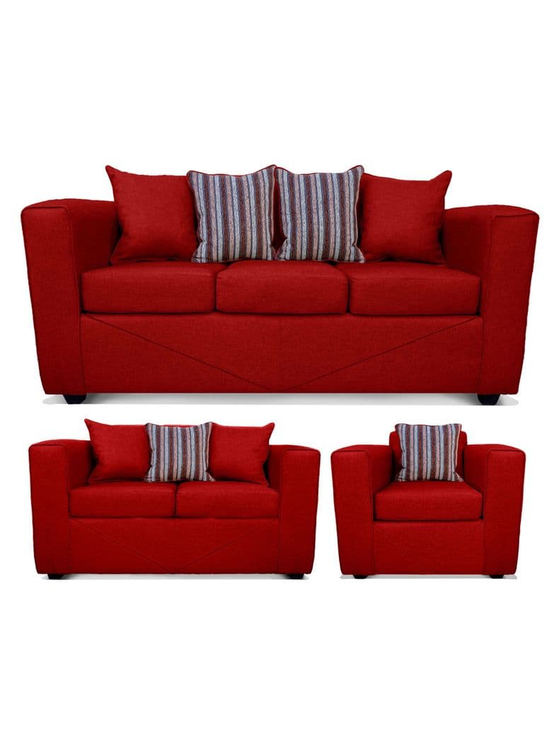 Juego Living Santa Fe Sofa 3C + Sofa 2C + 1 Sillon Rojo