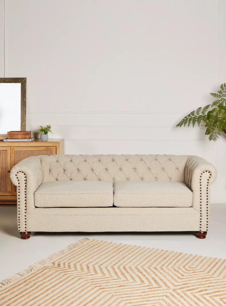 Sofa Cama Tela Gaston 3 Cuerpos Beige