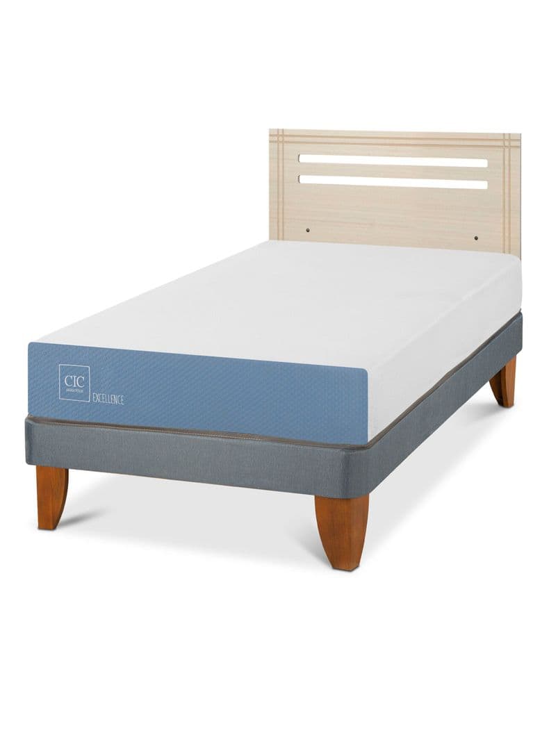 Cama Europea Excellence 1.5 Plazas x190 cm + Respaldo Munich Alpino