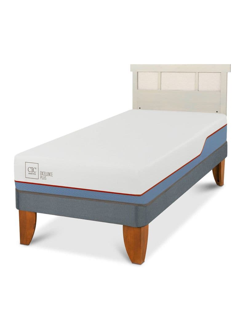 Cama Europea Excellence Plus 1.5 Plazas + Respaldo Dublin Alpino