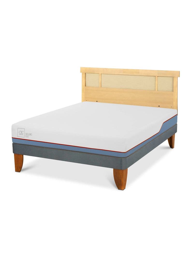 Cama Europea Excellence Plus 2 Plazas + Respaldo Dublin Mostaza