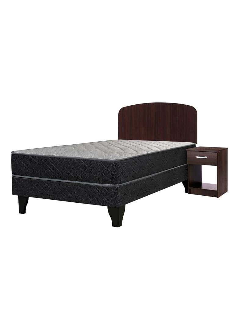 Cama Europea Apolo Black 1.5 Plazas + Respaldo Asturias