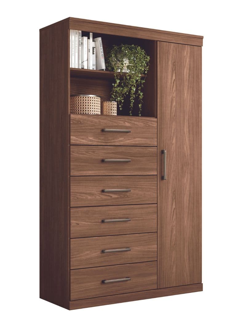 Comoda Maraba 1 Puerta 6 Cajones Jatoba