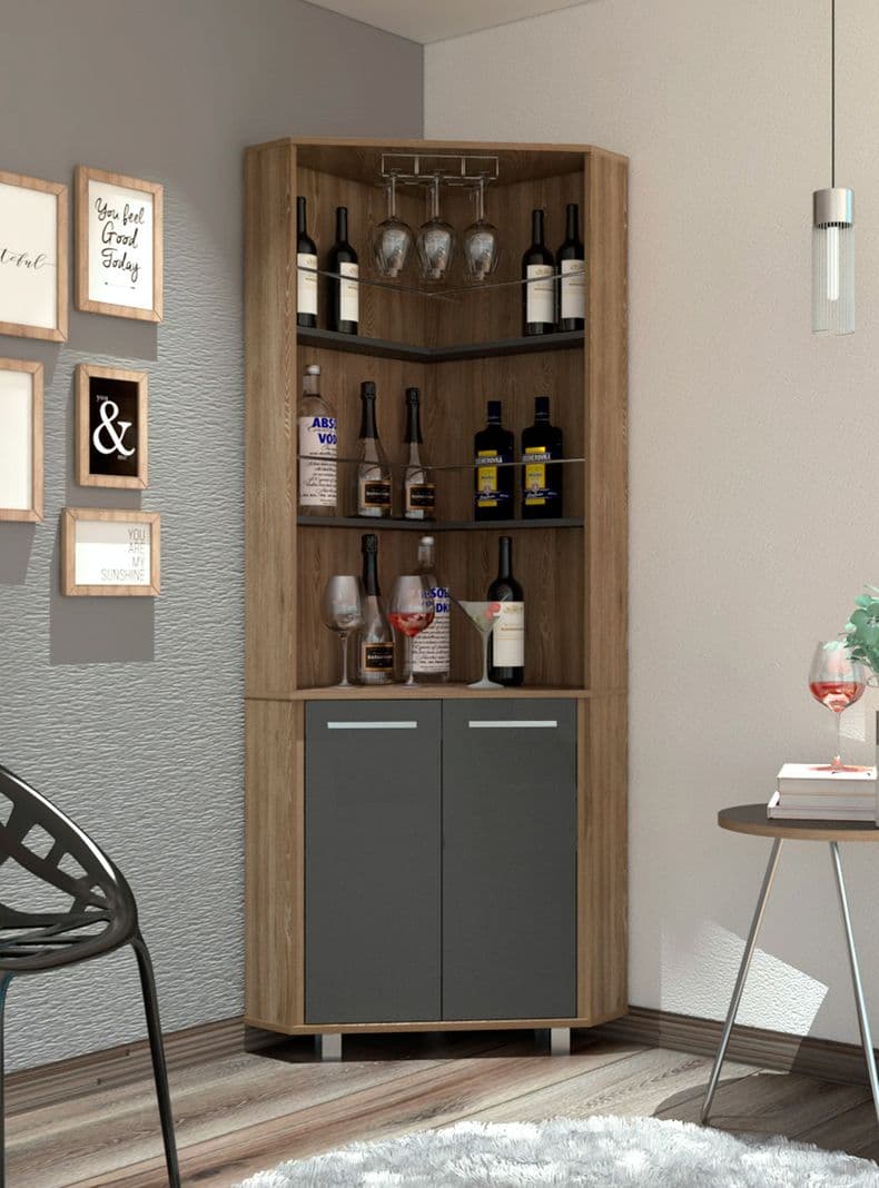 Bar Alto Esquinero Carmenere Miel Plomo TuHome Beige