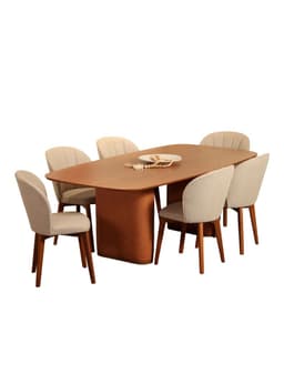 Juego de Comedor Lintz Canela + 6 Sillas Alba