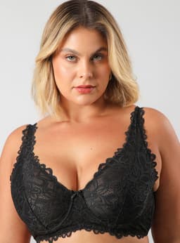 Sosten Bralette Full Encaje Flor Negro 36C