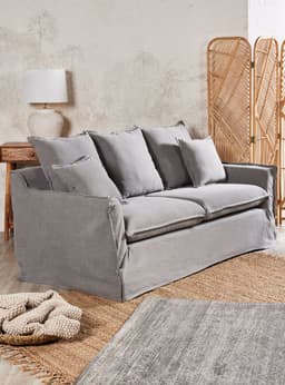 Sofa Lino Santorini 3 Cuerpos Gris