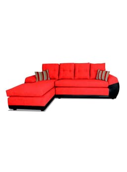 Sofa Seccional Houston Izquierdo Tela PU 5 Cuerpos Rojo