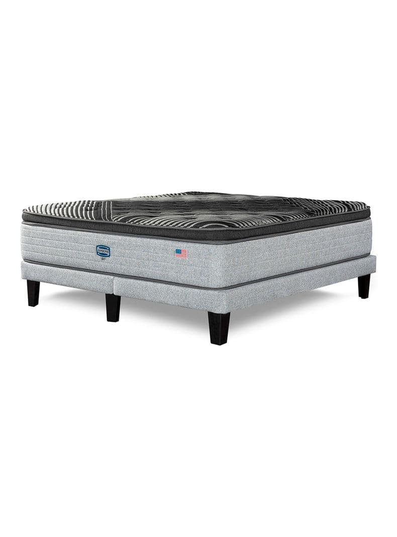 Cama Europea Sky 2 Plazas + Respaldo Tibet Plata