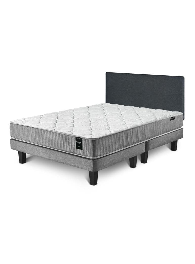 Cama Europea 2 Plazas Calm + Respaldo Wall Marengo