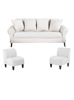 Sofa Lua 3C + 2 Poltronas Felpa Natural