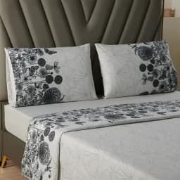 Juego Sabanas Estampadas Ultra Suave +funda Almohada Casatua Flores Liso 2 Plazas