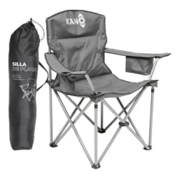 Silla Plegable con Mini Cooler Para Camping y Playa Acolchada Kano Cucao Asiento Reforzado Color Gris Portatil Playera