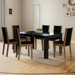 Juego De Comedor Lola Suecia 6 Sillas Vekka Color Negro Diseno de la tela de las sillas Liso