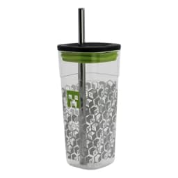 Vaso Minecraft 660ml Con Bombilla Acero Inoxidable Bpa Free