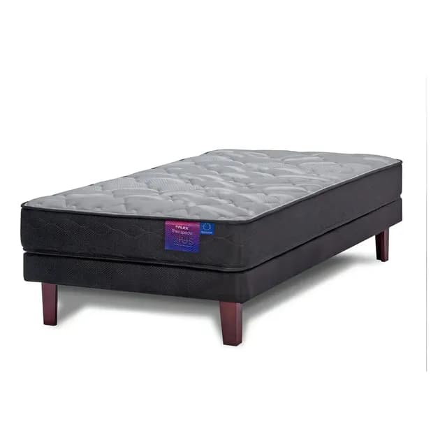 Cama Europea Negra Therapedic Plus Flex 1,5 Plazas Box Color Negro