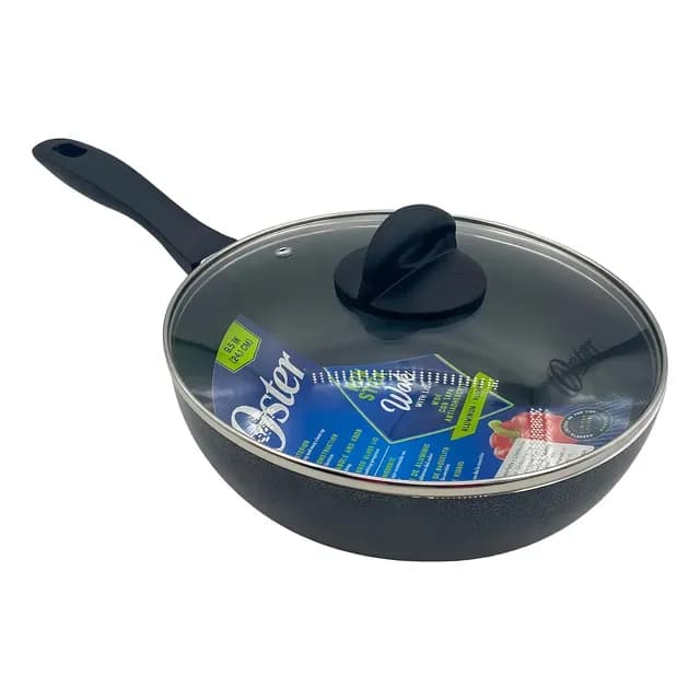 Sarten Wok Aluminio Con Tapa Clairborne 24 Cm / 2.5mm Oster Color Gris