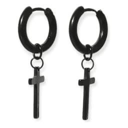 Aros Doble Uso Punk Cruz Acero Negro Pendientes Hombre Mujer