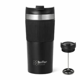 Termo Prensa Francesa Portatil Buffer 350ml Acero Inoxidable - Negro