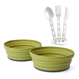 Set Camping 2 Bowls Compactables + Cubiertos Atakama Outdoor Color Verde