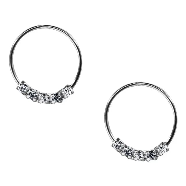 Aros Piercing Septum Circones Blancos Plata Fina 925 + Caja