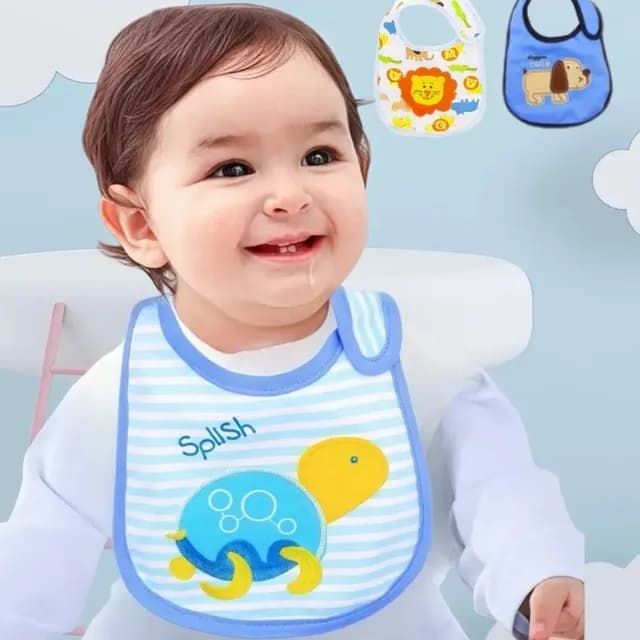 Pack 12 Baberos Impermeables Regulables Para Bebe Nino