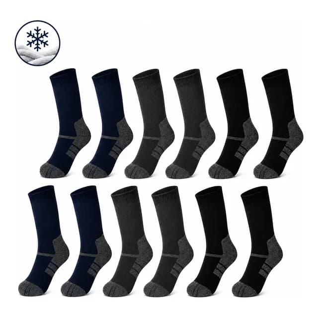 12 Pares Calcetines Hombre Invierno Interior Afelpado Grueso