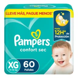 Panales Pampers Confort Sec Talla XG (11-15kg), 60 Unidades