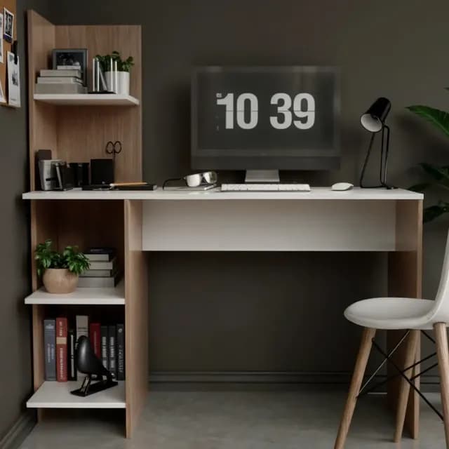 Escritorio Con Librero Top Living Maple Nordico Estantes