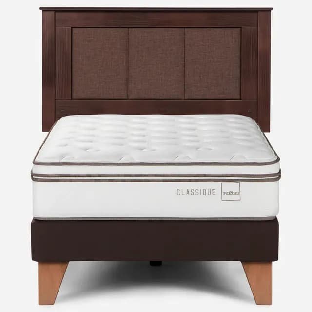 Cama Europea Rosen Classique+ 1,5 Plazas + Respaldo Rachel