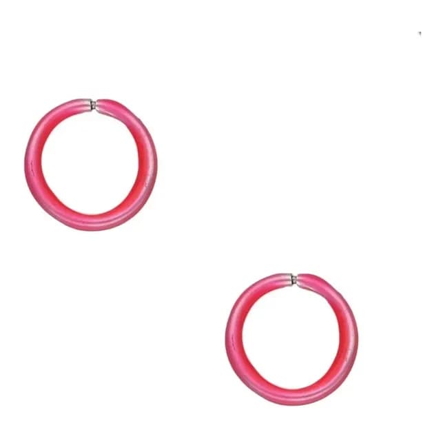 Aros Argolla Piercing Septum Esmaltado Rosado Plata 925 Caja