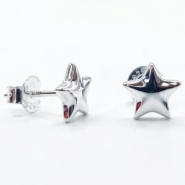 Aros Estrella Plana Plata Italiana Ley 925