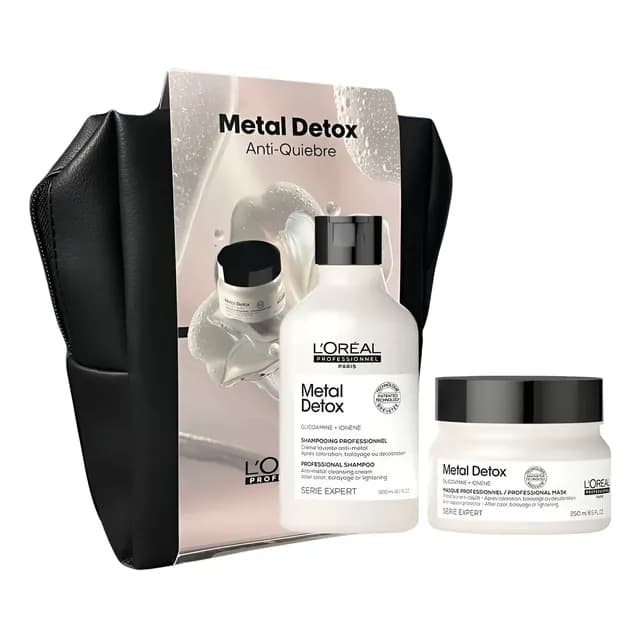 Set Estuche Shampoo 300ml + Mascara 250ml Metal Detox Loreal