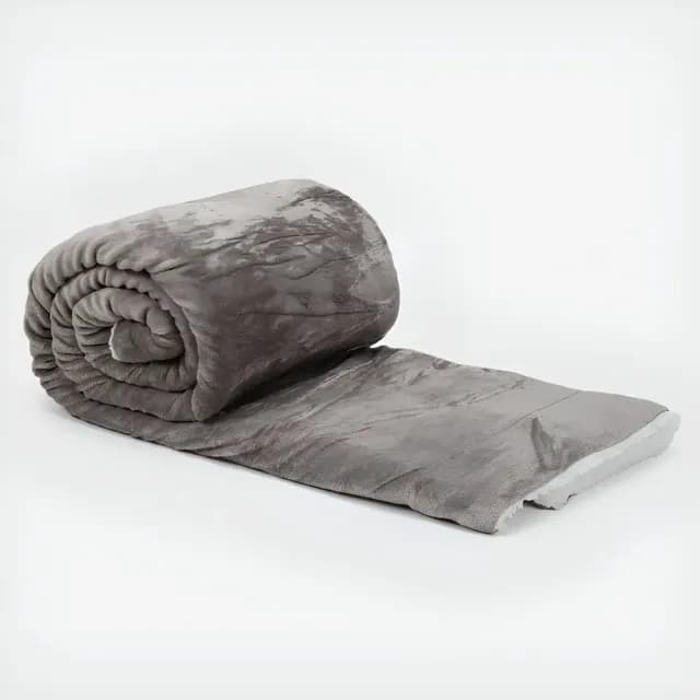 Manta Sherpa Polar Franela Gris King / Frazada Gris Relan