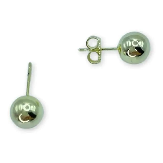 Aros Bolita Pelotita Esfera 10 Mm Enchapado En Oro Mas Caja