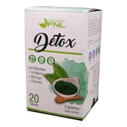 Suplemento Nutricional FNL Detox con Te Matcha, Moringa y Chlorella en Polvo
