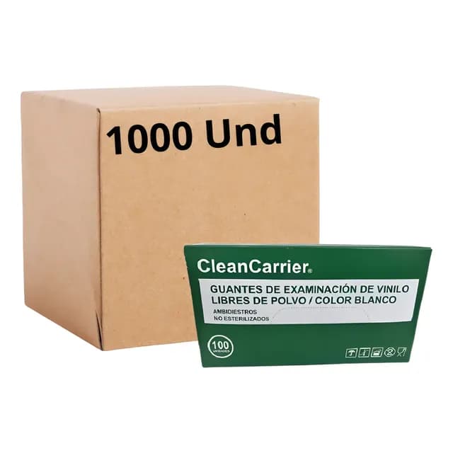 Guantes Vinilo Transparente Talla M Cleancarrier Pack X1000