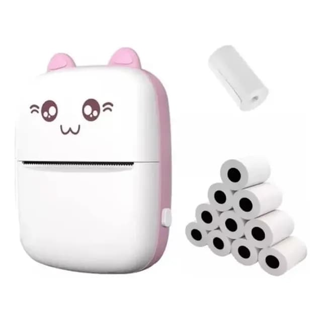 Mini Impresora Termica Portatil Bluetooth Gatito + 11 Rollos