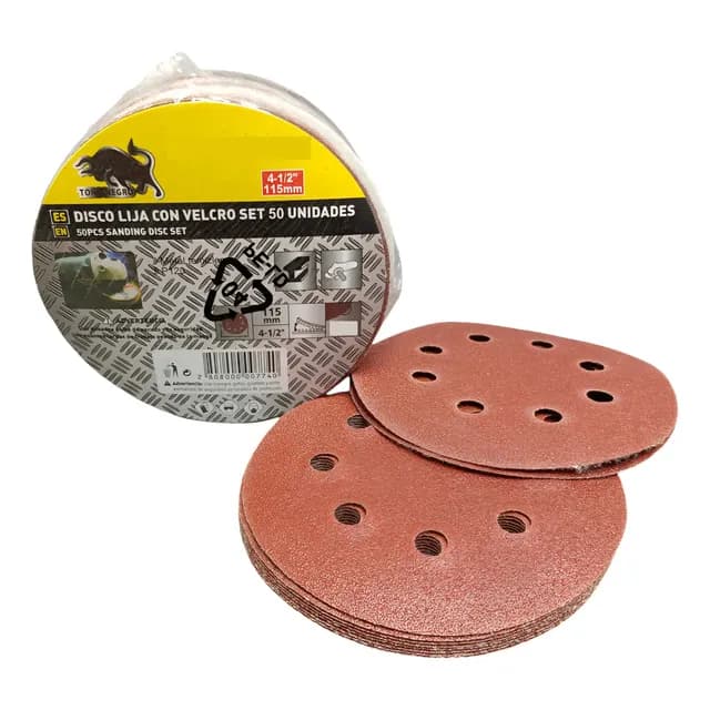 50 Disco Lija Pulir Metal 115mm Con Velcro Granos Color Grano 40