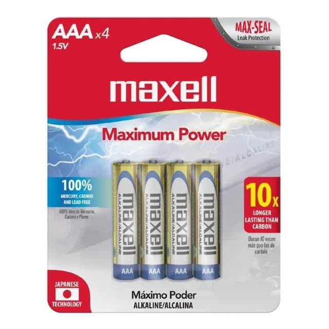 Pack 4 Pilas Alcalinas Aaa Maxell
